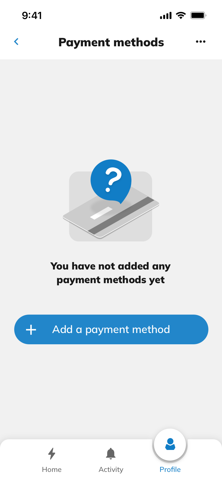 Payment methods empty state