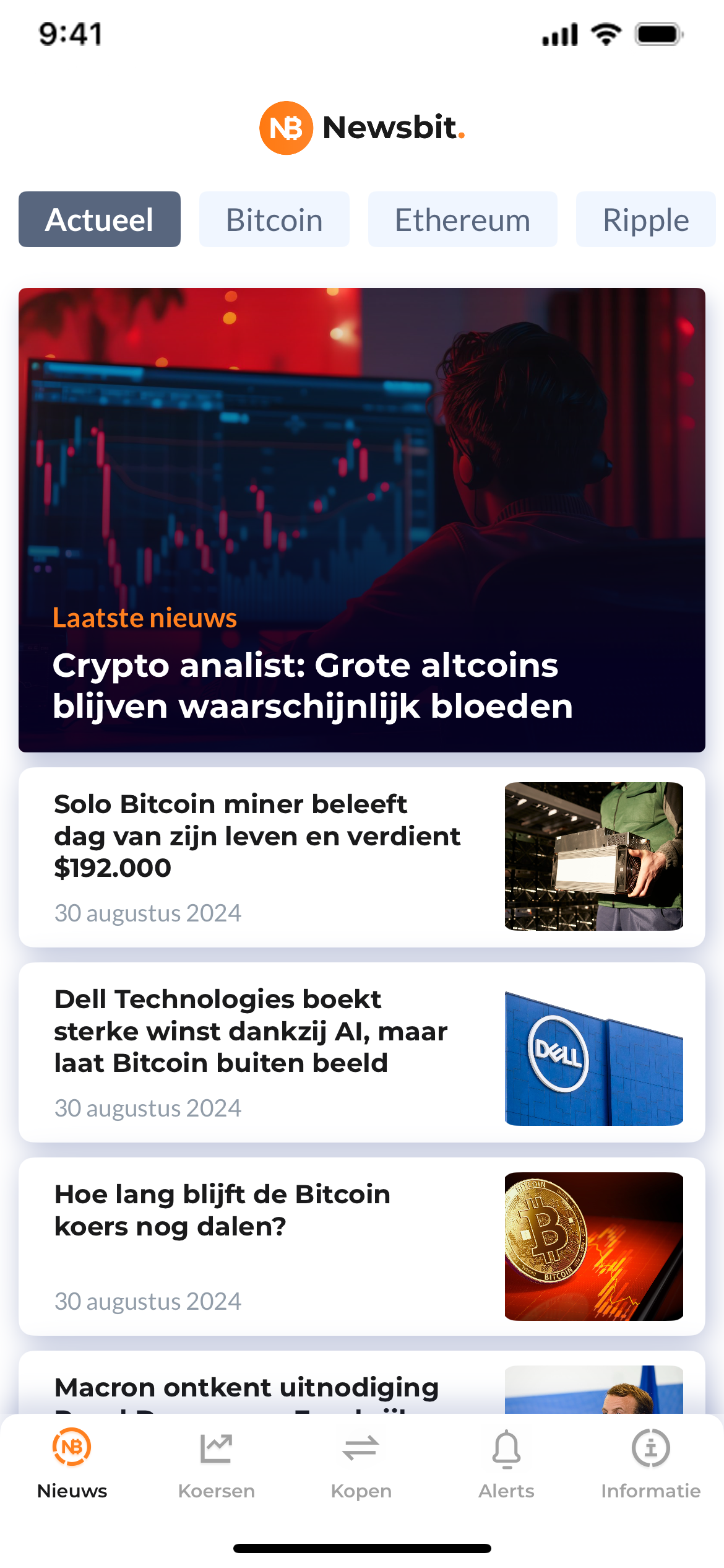 Newsbit feed in light mode