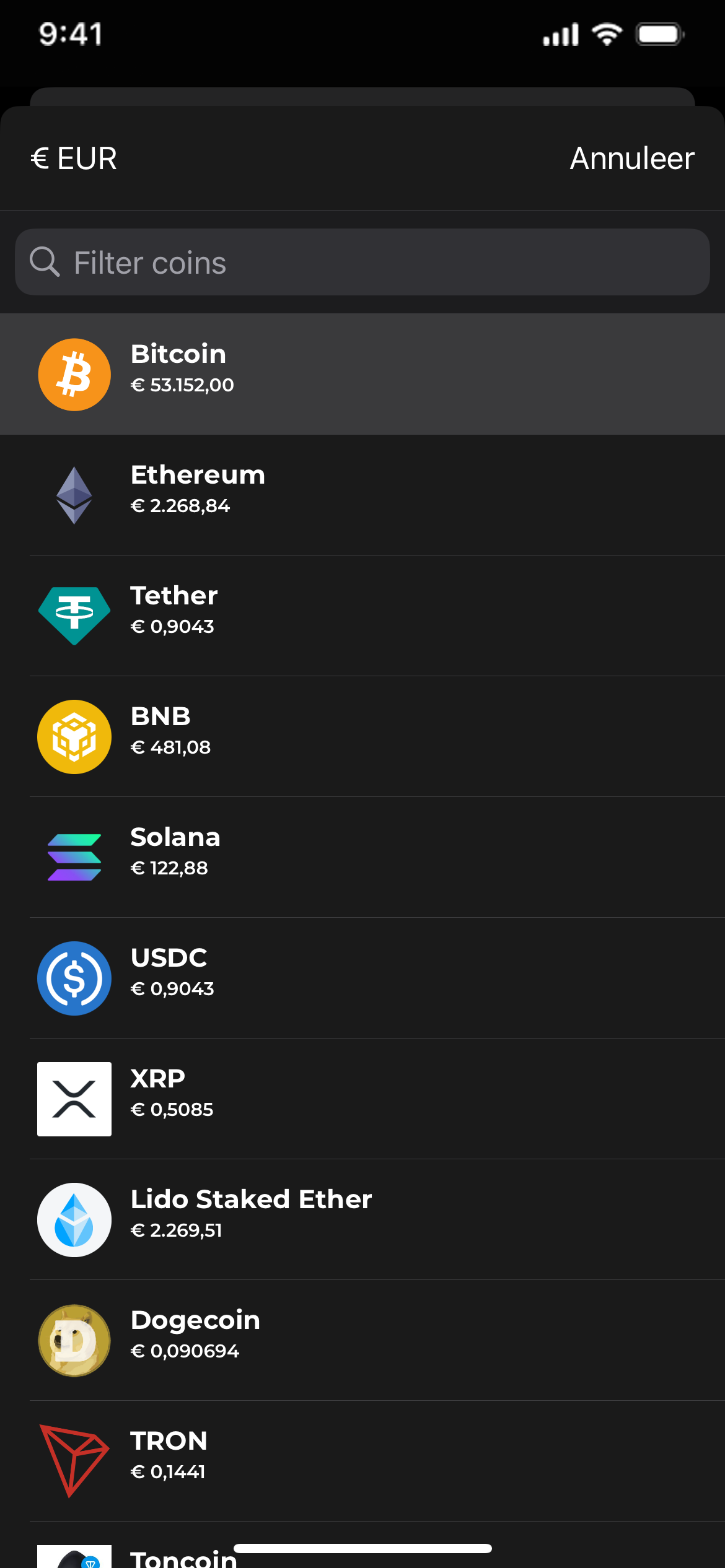 Coin picker with filter