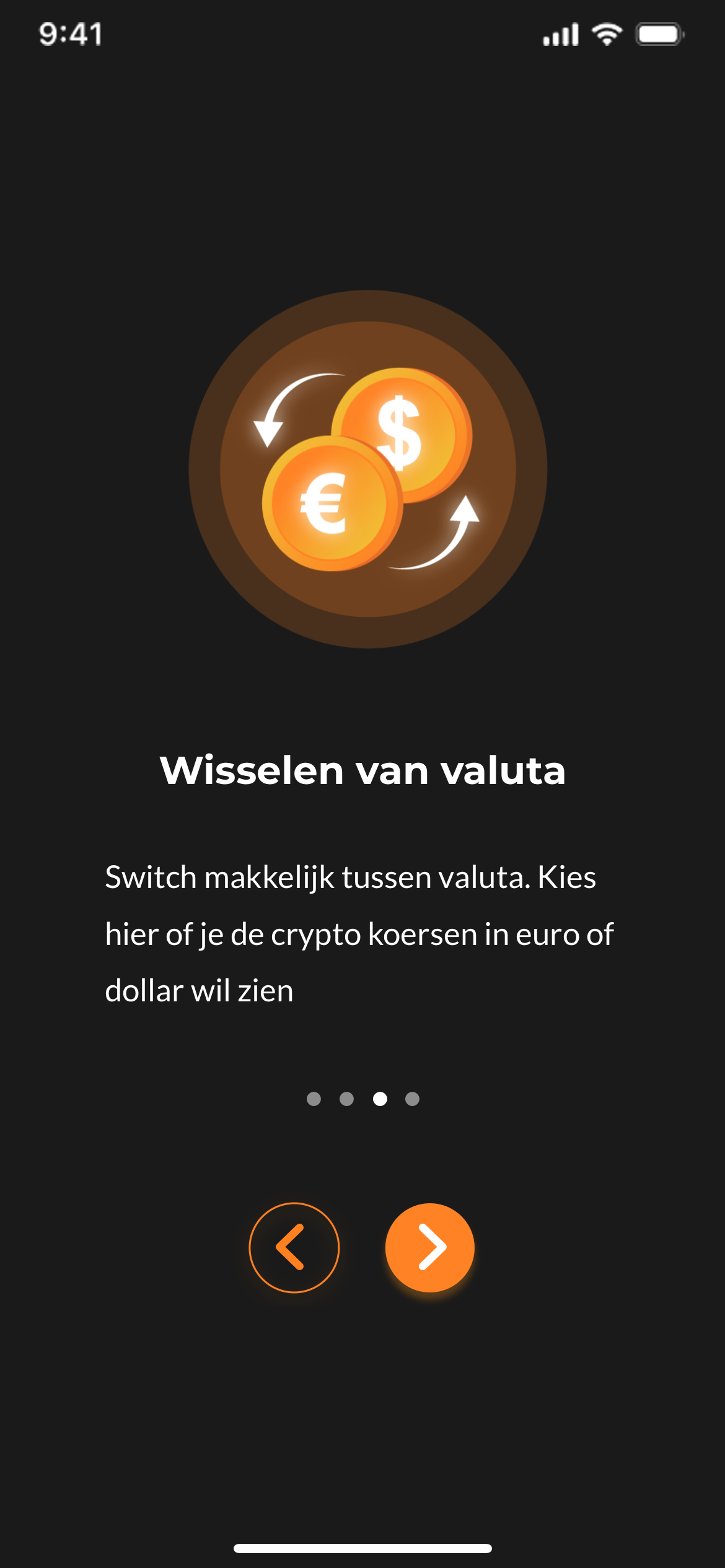 Onboarding step 3 — switch currency