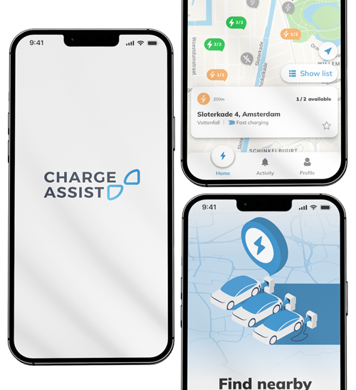 Charge Assist splash, map and onboarding screens